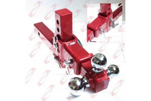 2" Tri-Ball Tow Red Hitch 3 Way Adjustable Vertical Travel Solid Raise Drop